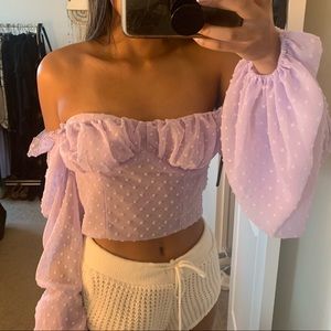 Lavender off the shoulder crop top - NWOT - Size S